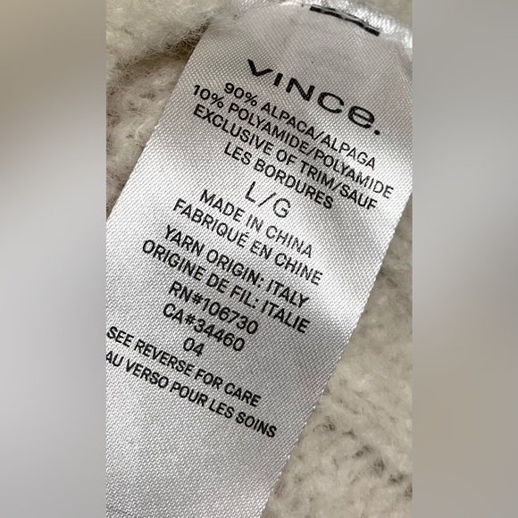 Vince Alpaca Elegant Minimalist Cowl Neckline Ivory White Women’s Size Large - Picture 9 of 12